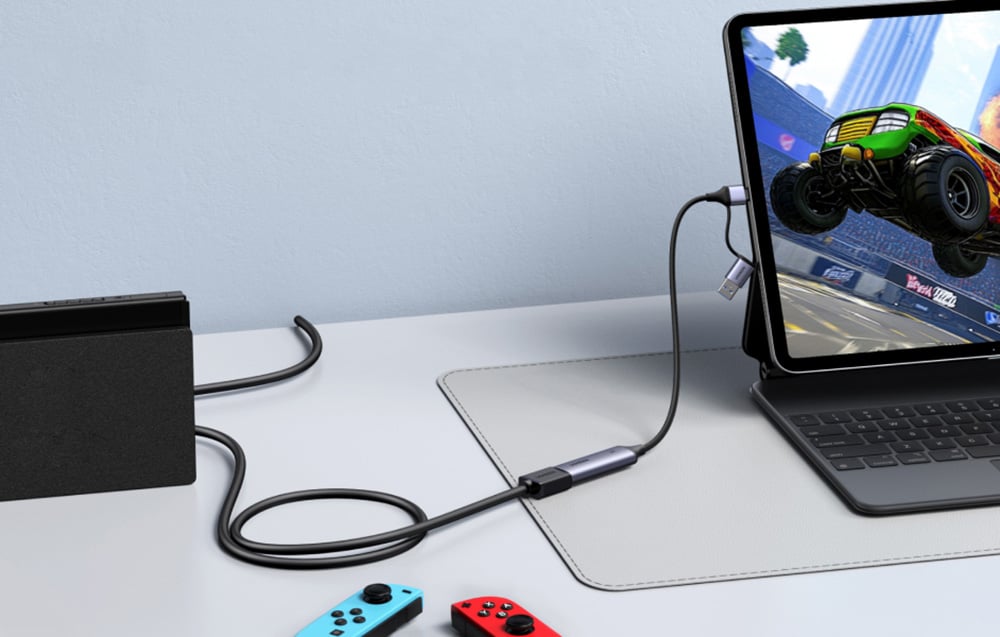 Ugreen CM629 video capture card connected to a console and laptop.