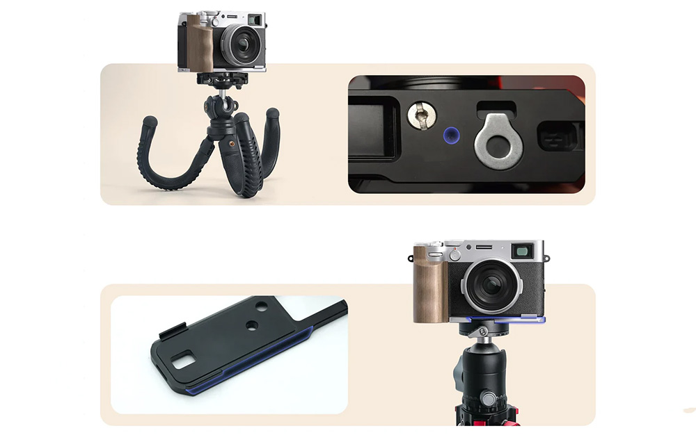 2 cameras with mounted tripods.