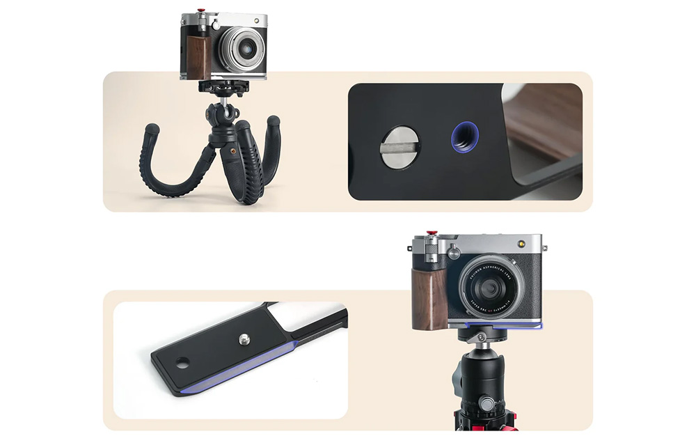 2 cameras with attached tripods.