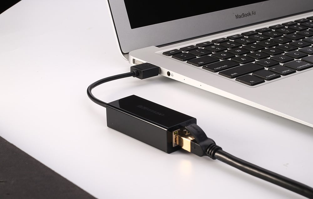 UGREEN USB-HDMI adapter connected to a laptop