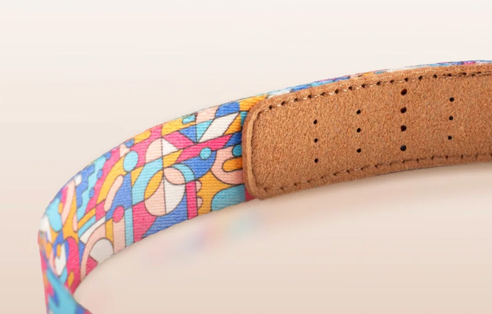 Close-up of the colorful patterns on the PGYTECH neck strap