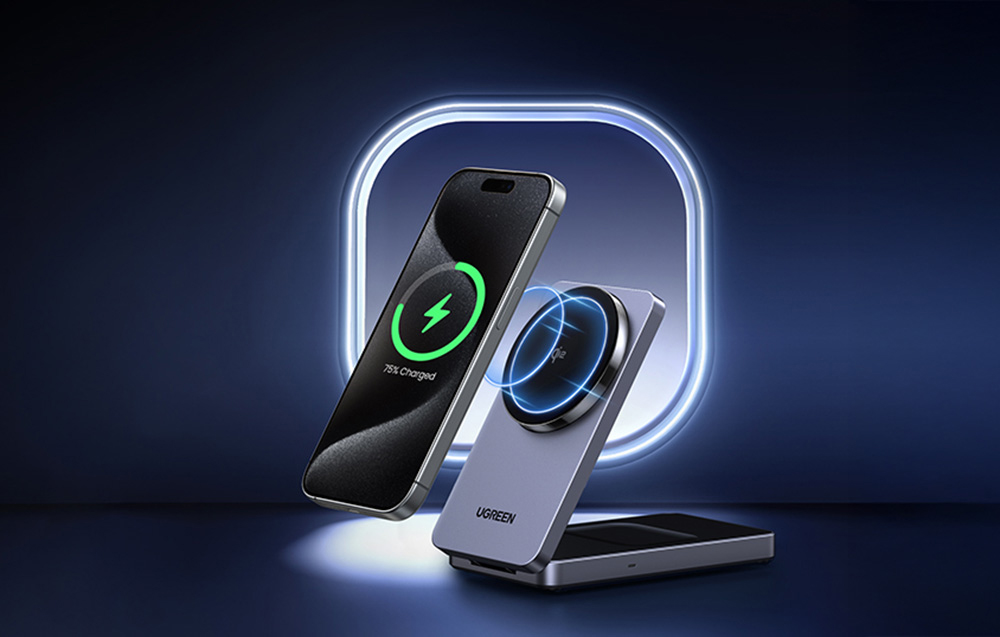 Ładowarka magnetyczna Ugreen ze smartfonem 