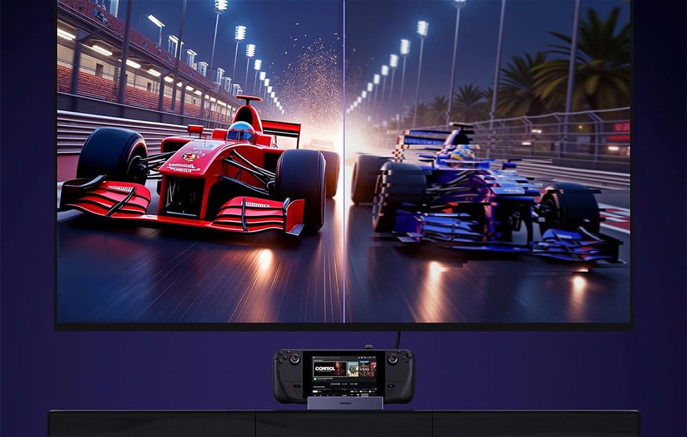 Bild vor und nach dem Anschluss der Dockingstation