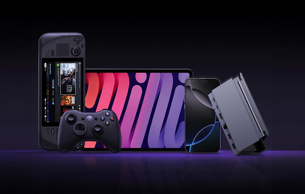 Geräte, die mit der Dockingstation auf dunklem Hintergrund kompatibel sind