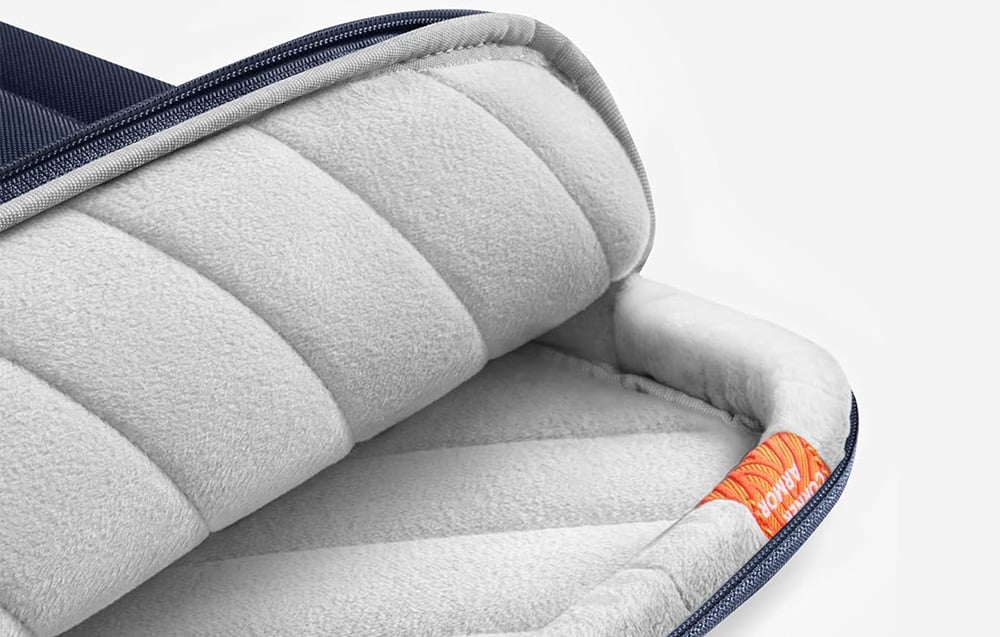 Close-up of the soft material inside the laptop bag