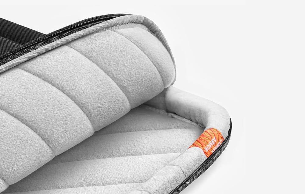 Close-up of the soft material inside the laptop bag