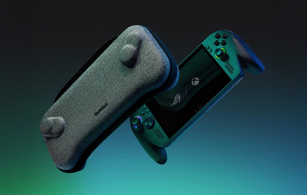 Gray tomtoc case with console on a colorful background