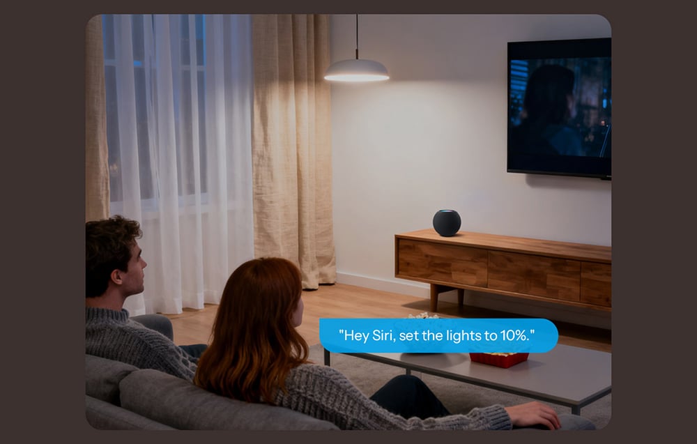 Sterowanie głosowe oświetleniem podczas oglądania telewizji w salonie