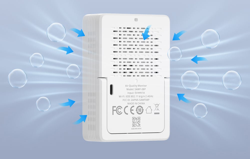 Miernik jakości powietrza na białym tle