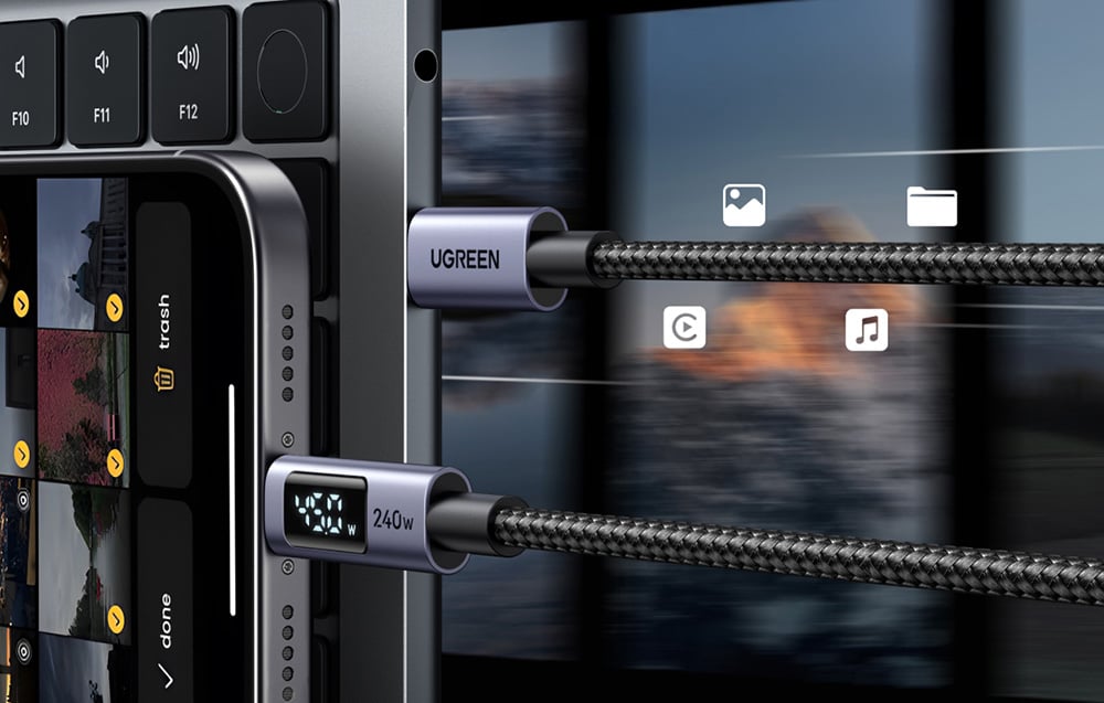 Transmisja plików z telefonu na smartfona za pomocą kabla USB-C Ugreen z wyświetlaczem