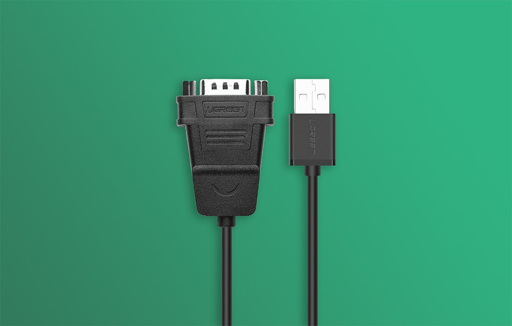 Kabel USB do DB9 na zielonym tle