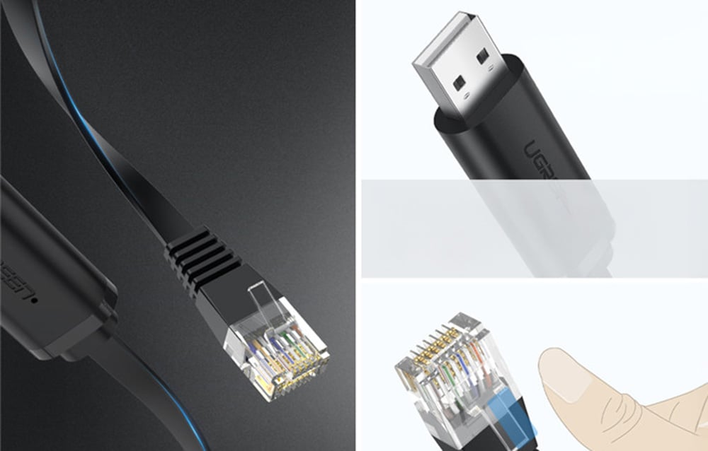 czarny kabel konsolowy w różnym zastosowaniu