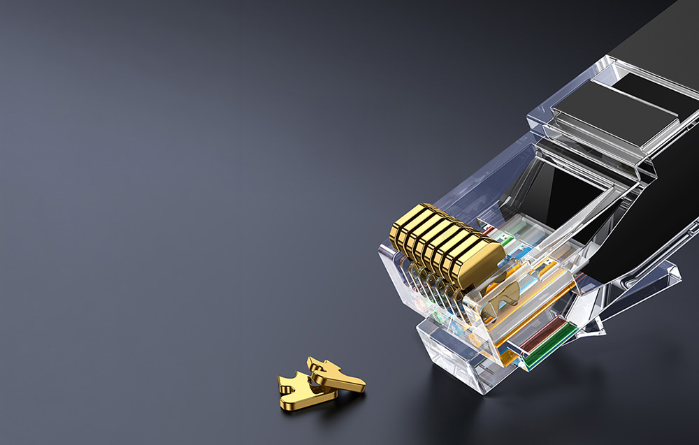 Kabel RJ45 Ugreen na czarnym tle