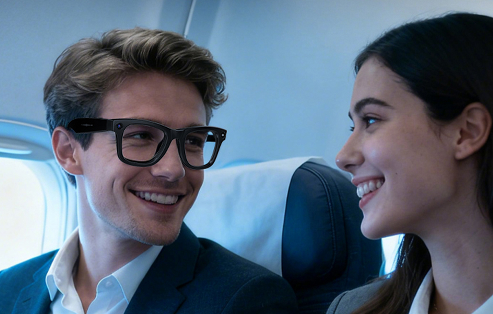 Cuplu zâmbitor stând într-un avion