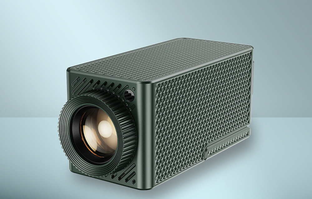 Blitzwolf BW-Vision A1 Projektor auf grauem Hintergrund