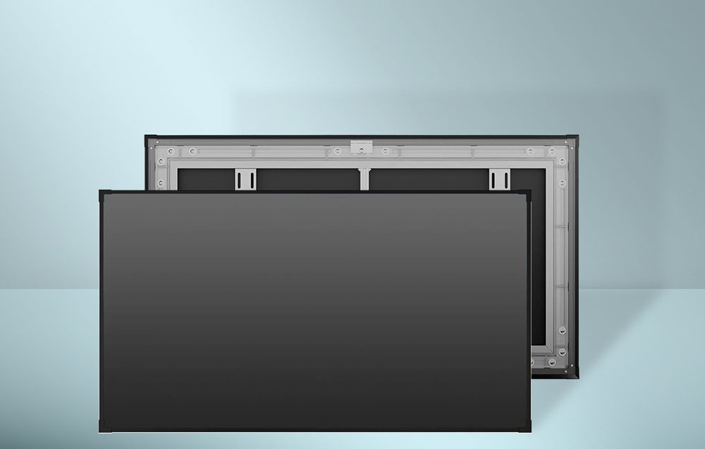 Blitzwolf projection screen viewed from the front and back on a light background