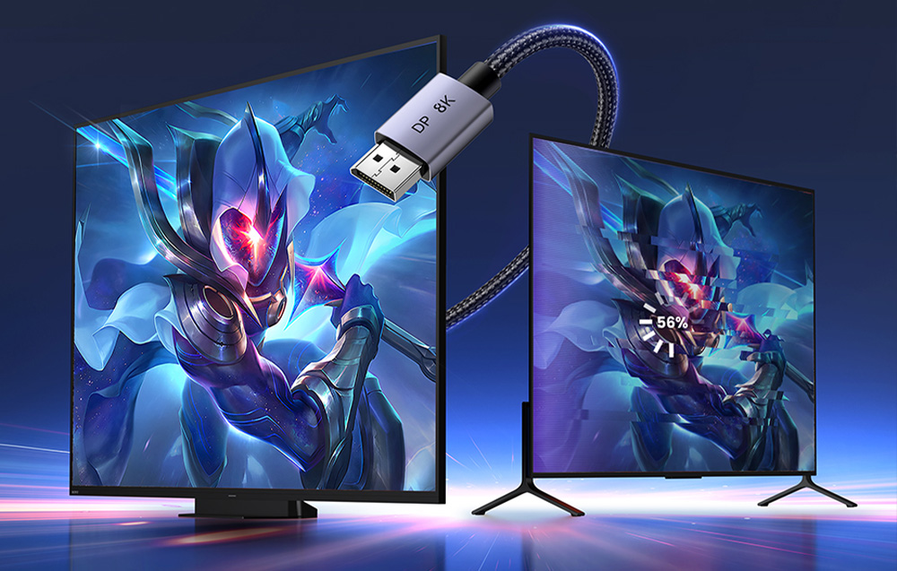 Dwa telewizory i kabel UGREEN DP
