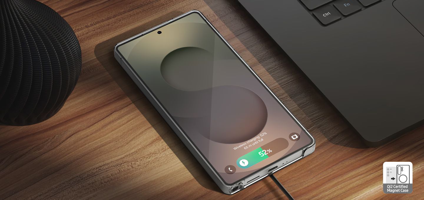Phone charging on a desk using the wireless charger