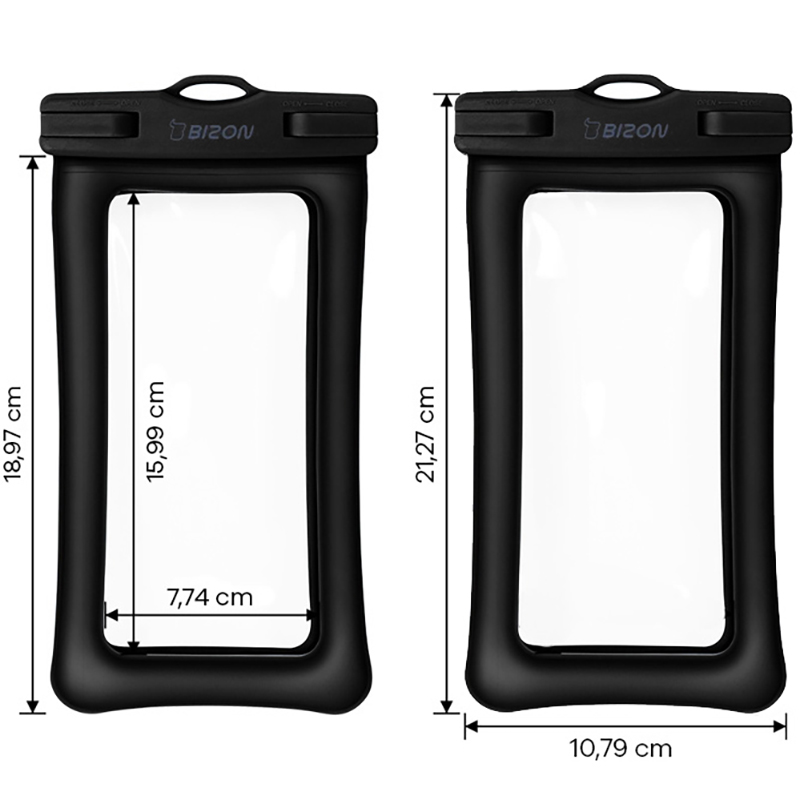 Maße der wasserdichten Hülle Bizon Case Hydrofloat