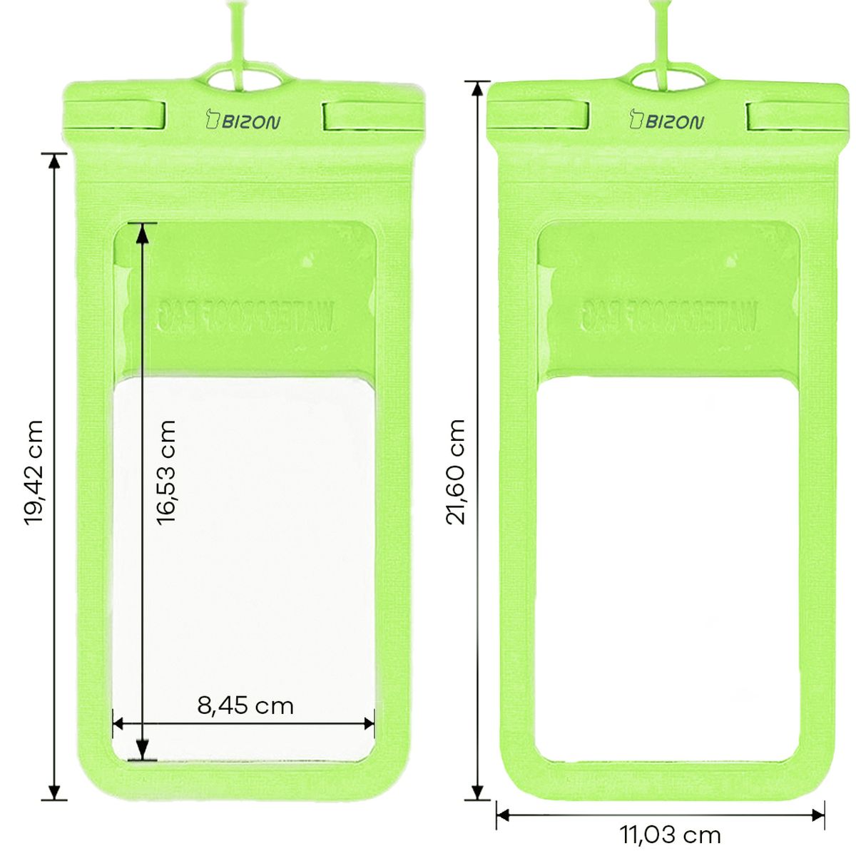 Abmessungen des wasserdichten Etuis Bizon Case Hydrowrap