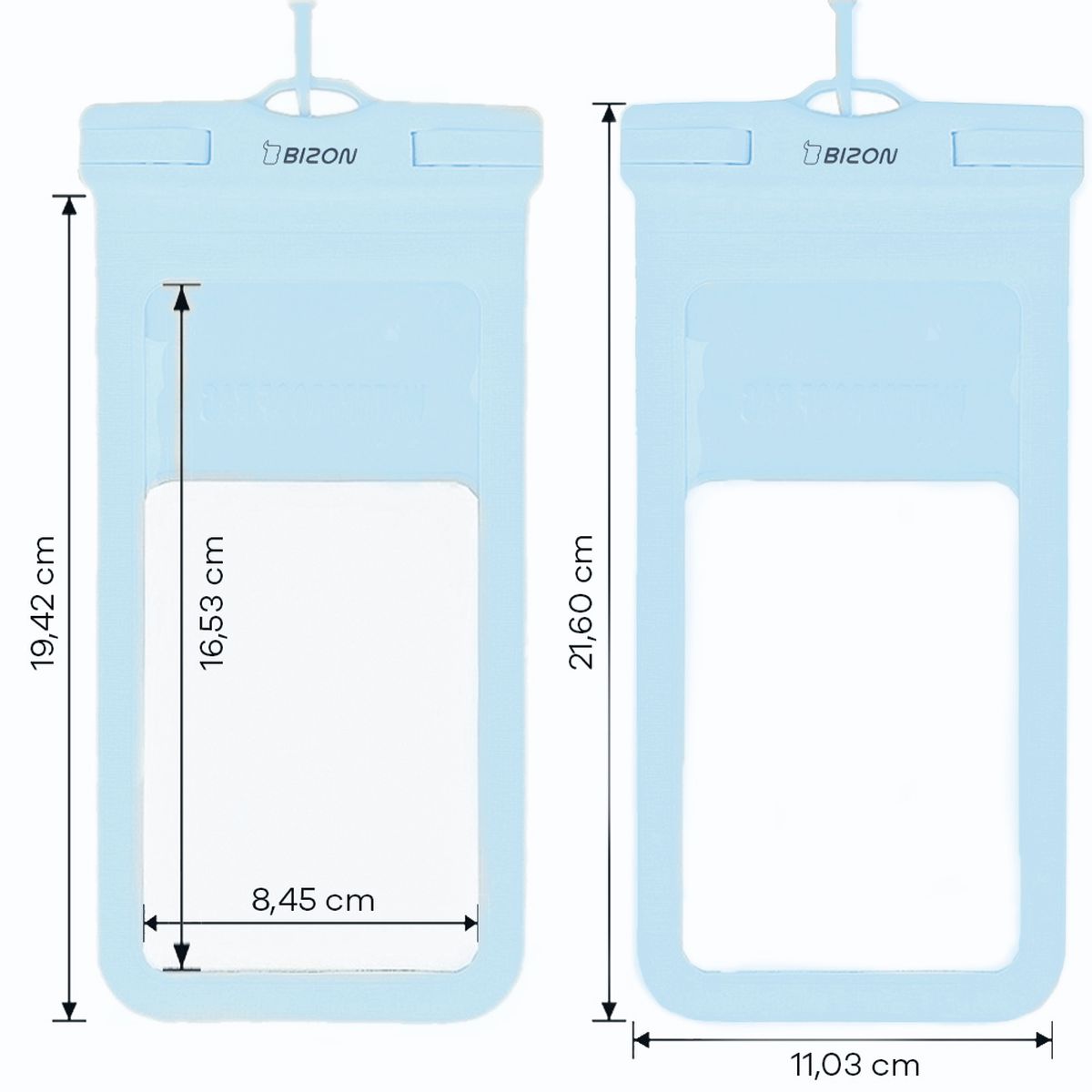 Abmessungen des wasserdichten Etuis Bizon Case Hydrowrap