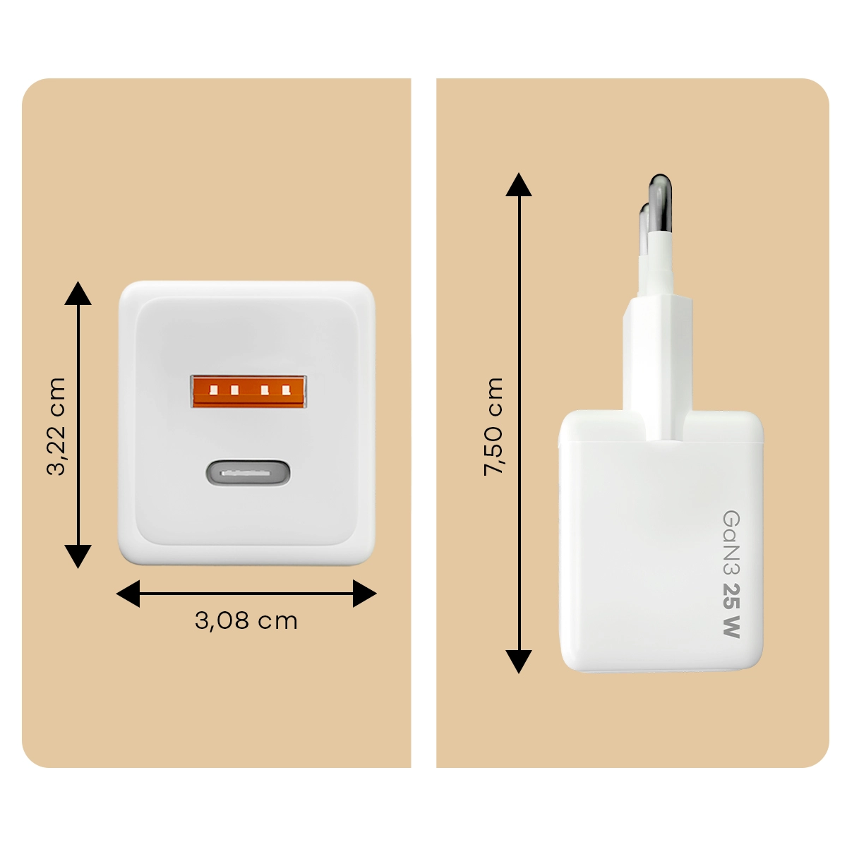 Wymiary ładowarki Bizon Charger 25 W