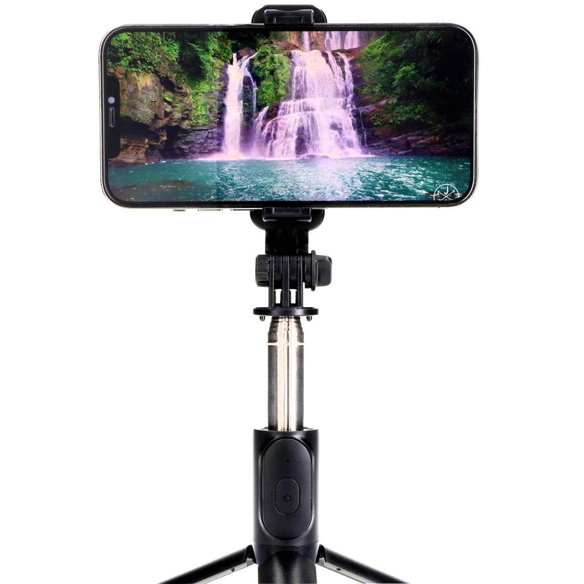 Smartphone mounted in the Bizon Accessories Selfie Simple selfie stick