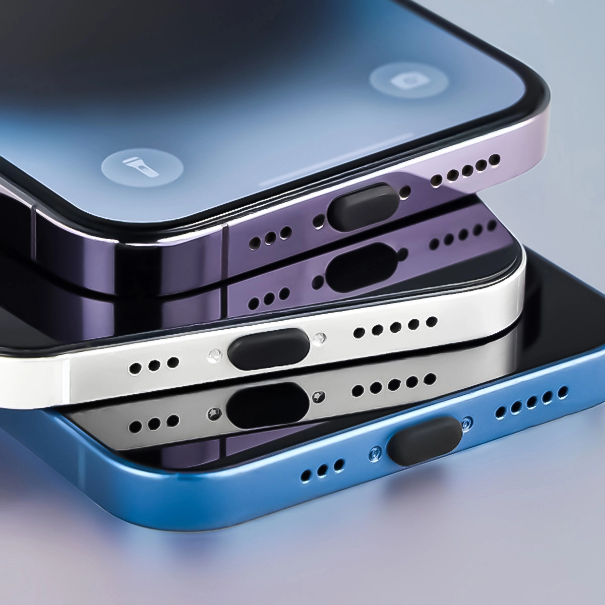 Lightning-Portstöpsel Bizon Accessories Dust Plug im Telefon eingesetzt