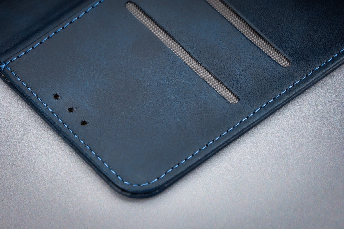 Xinyunew Custodia A Libro Per Oppo A79, Pelle PU, Con Porta Carte E Supporto, Chiusura Magnetica, Colore Blu