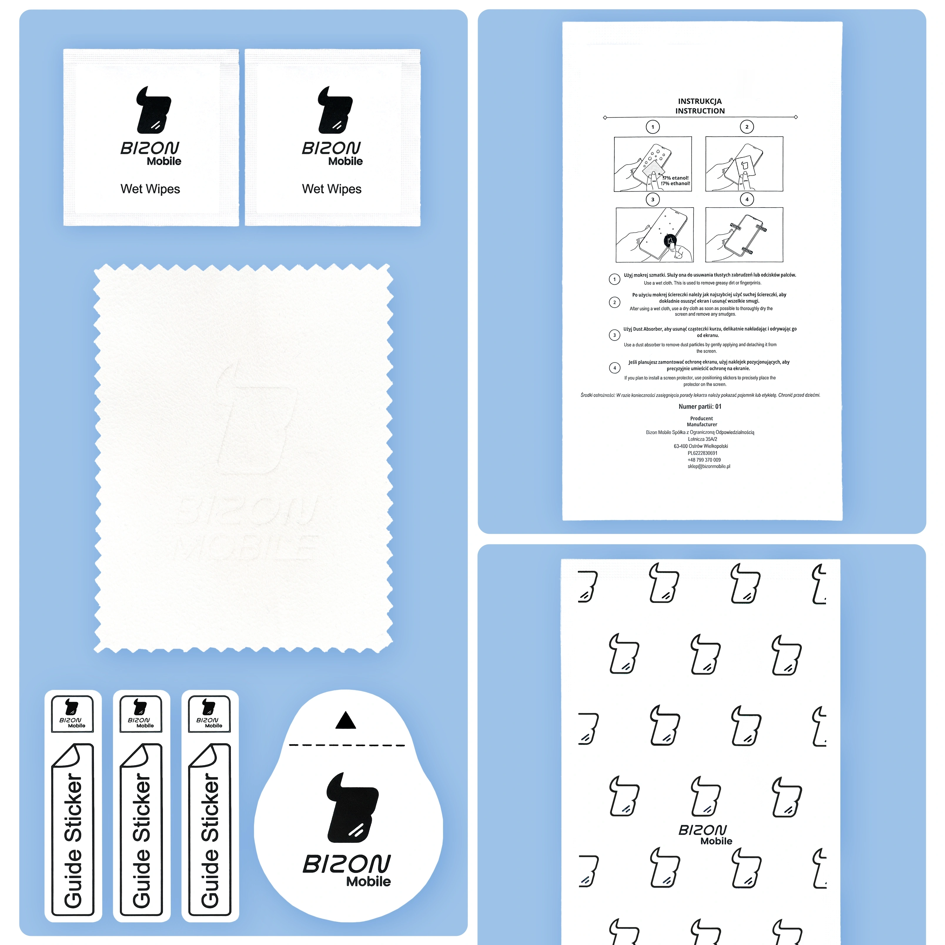 Zawartość zestawu Bizon Glass Clear Duo do Xiaomi 13T Pro / 13T