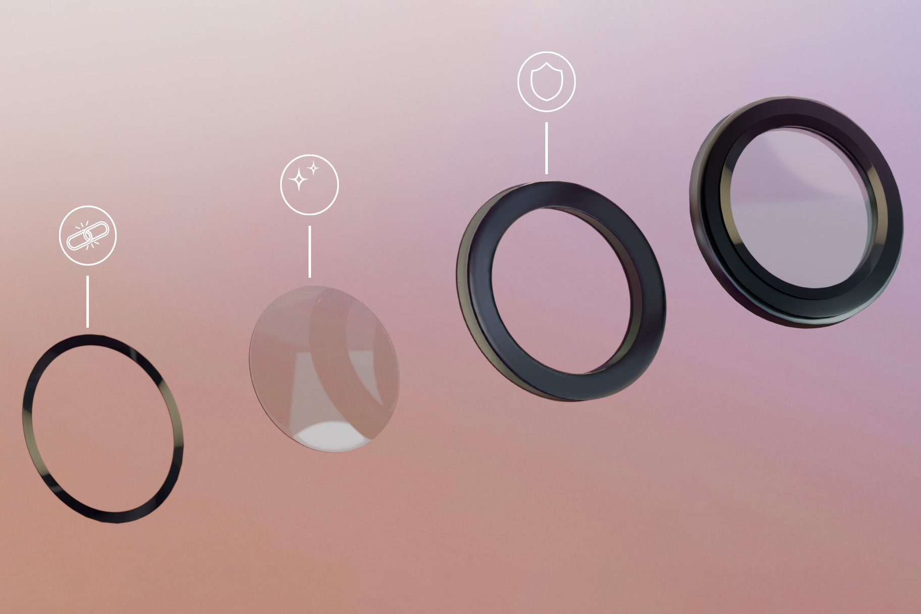 Poszczególne warstwy szkła na aparat Bizon Snap Lens - uniwersalne