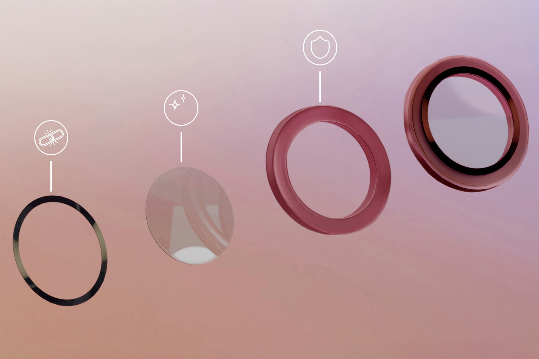 Poszczególne warstwy szkła na aparat Bizon Snap Lens - uniwersalne