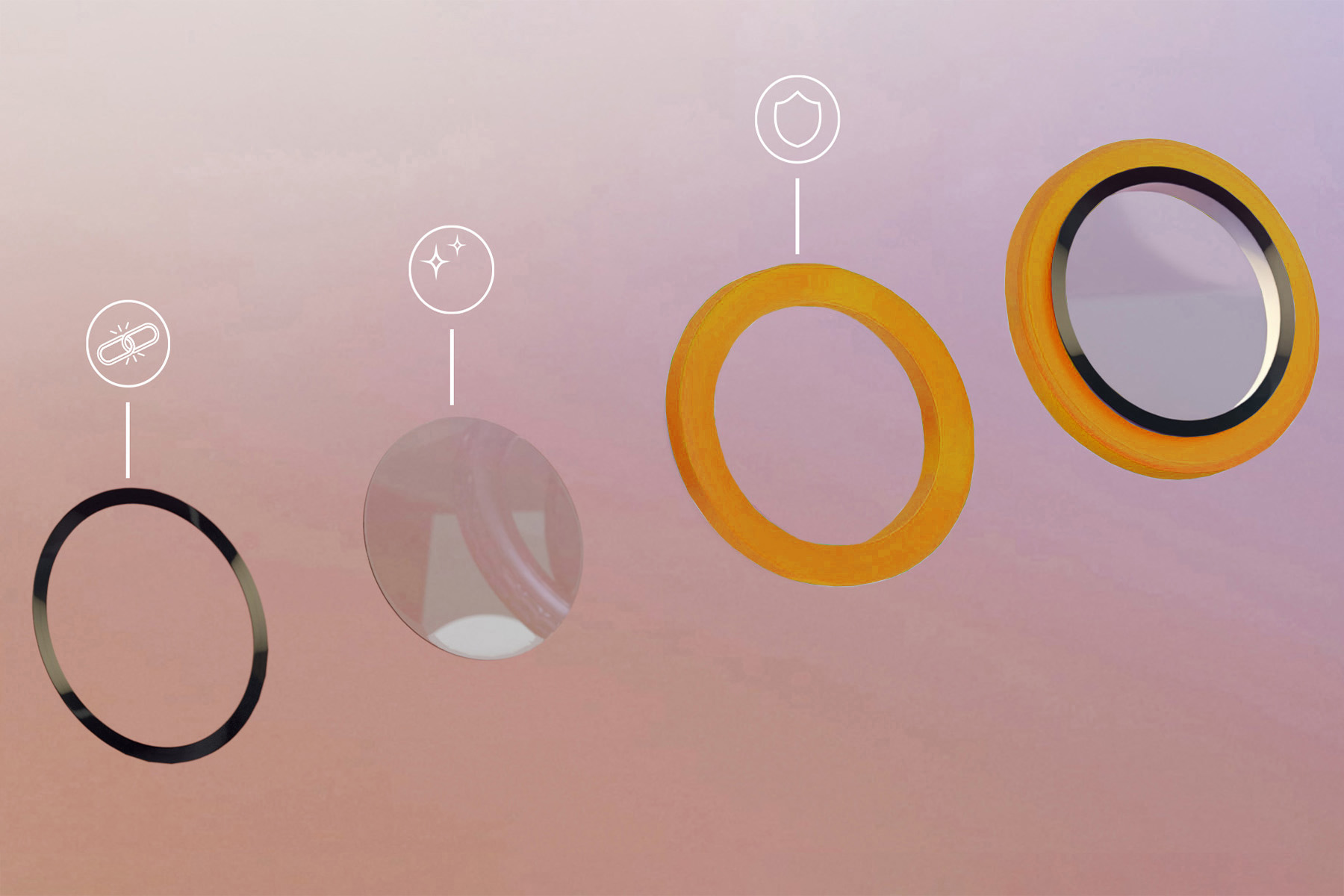 Bizon Glass Lens auf die Kamerainsel aufgebracht