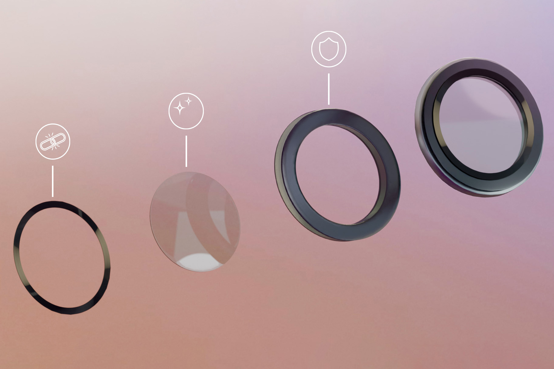 Bizon Glass Lens auf die Kamerainsel aufgebracht