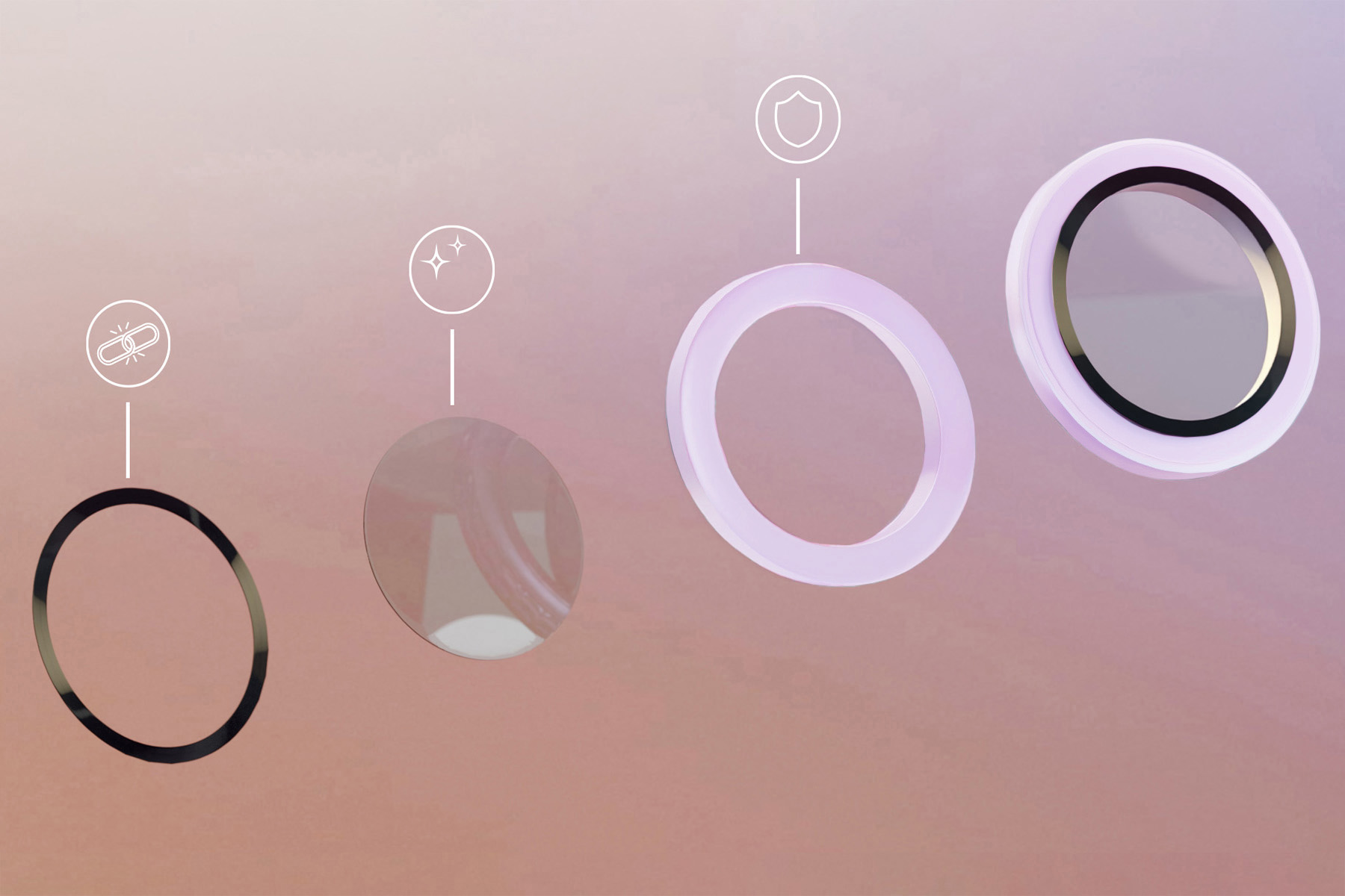 Bizon Glass Lens, die auf die Kamera-Insel aufgebracht wird