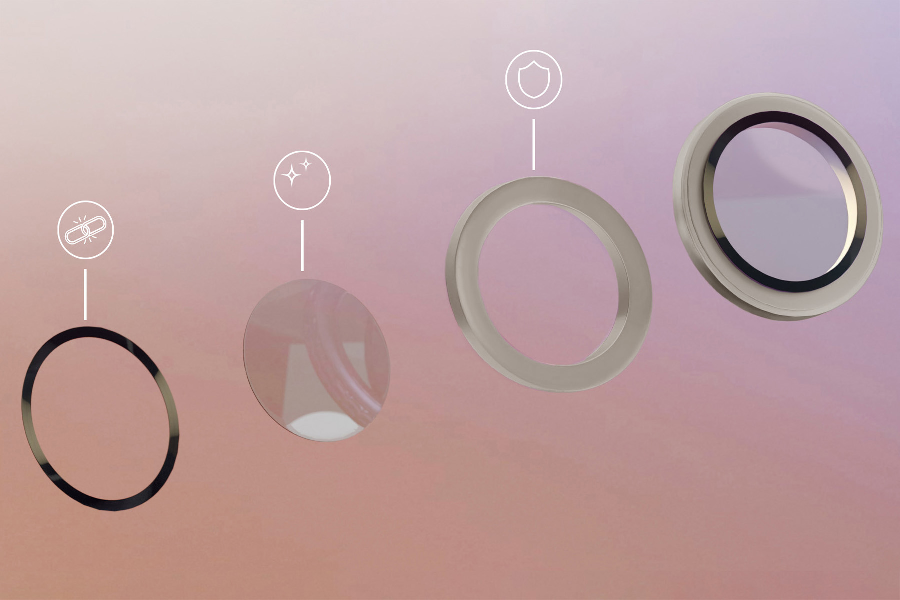 Bizon Glass Lens, auf die Kamerainsel aufgebracht