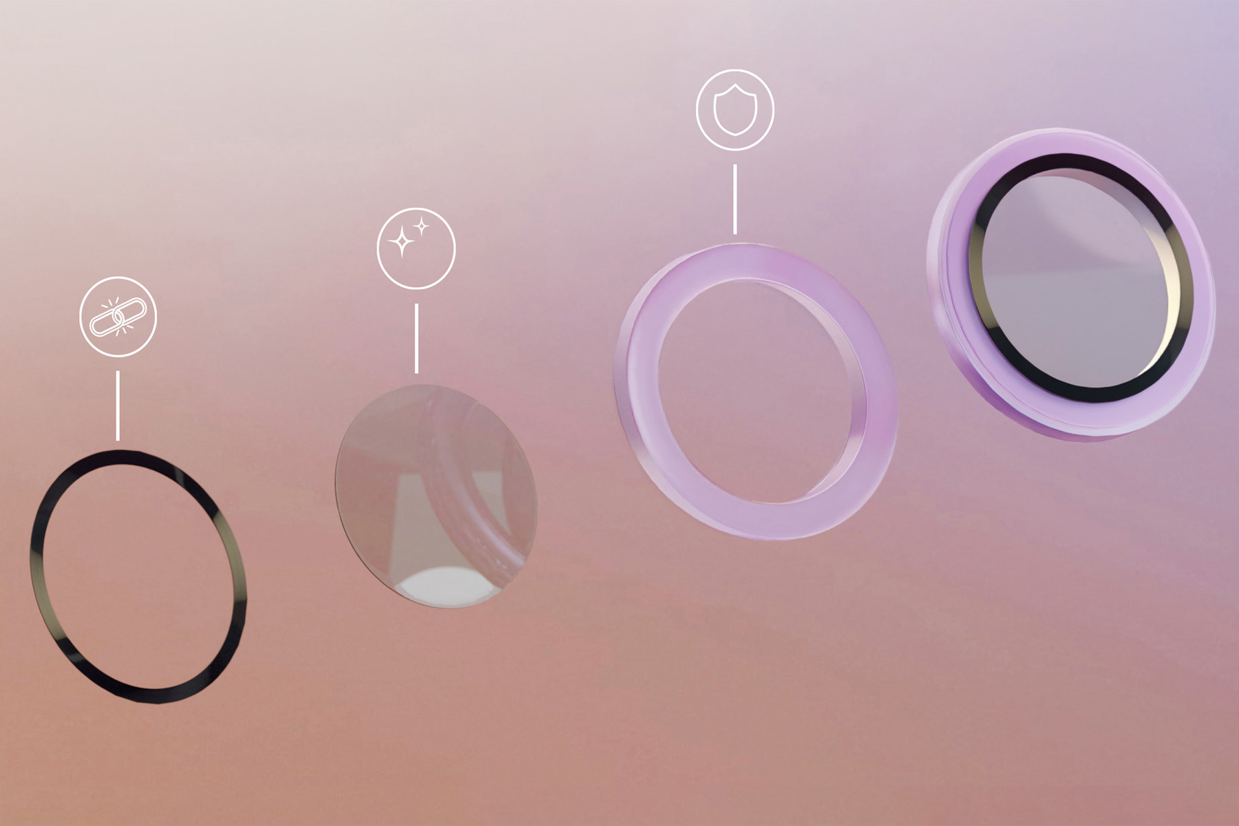 Bizon Glass Lens auf die Kamerainsel aufgebracht