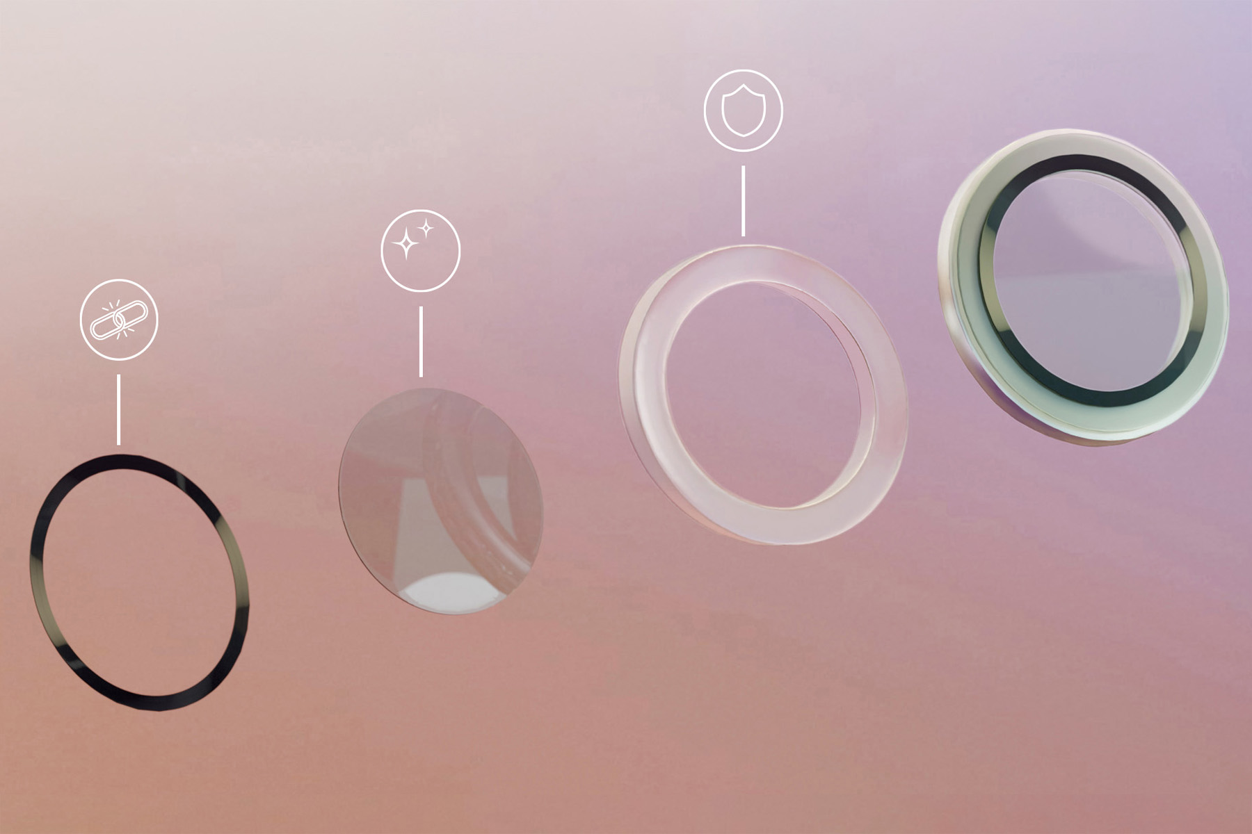 Poszczególne warstwy szkła na aparat Bizon Snap Lens - uniwersalne