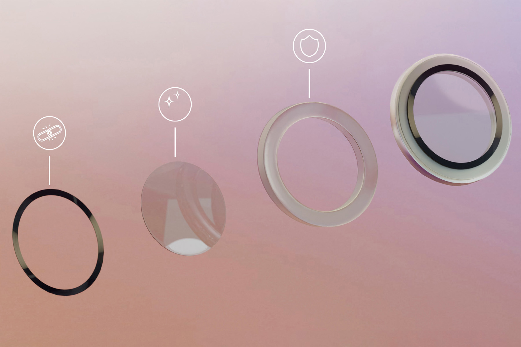 Bizon Glass Lens auf die Kamerainsel aufgebracht