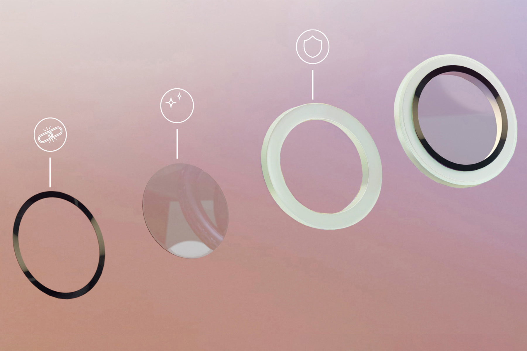 Bizon Glass Lens, die auf die Kamera-Insellandschaft aufgebracht wird