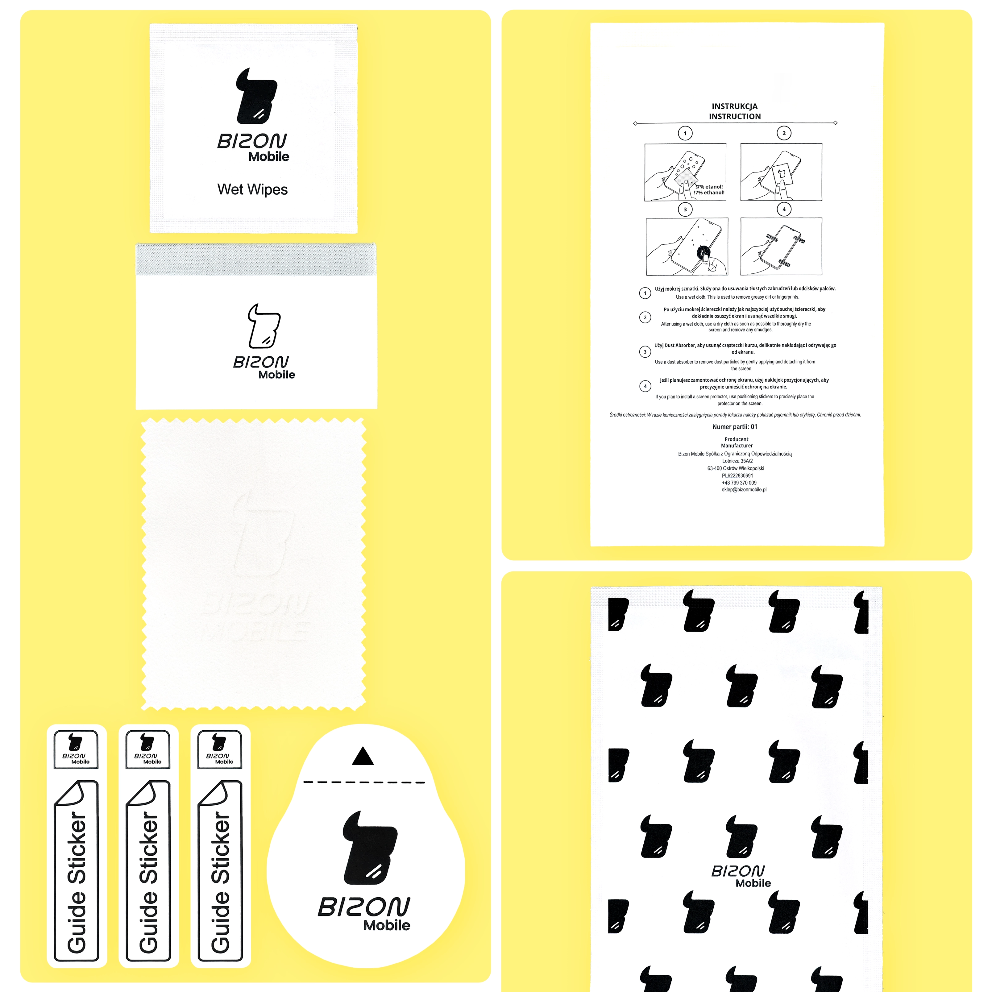 Zawartość opakowania Bizon Glass Tab Film Sun