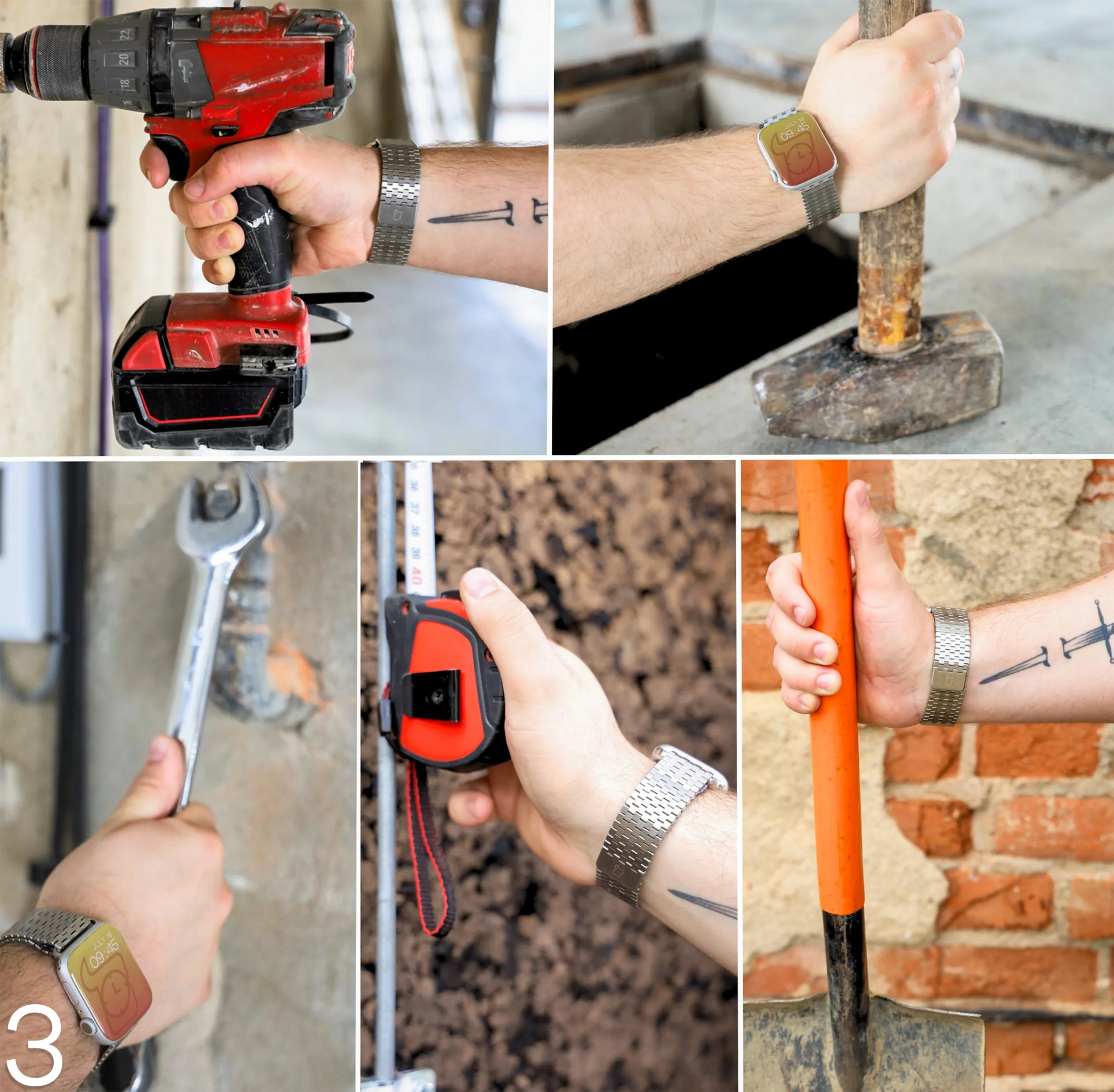 Bizon Strap Watch Titanium on a large wrist