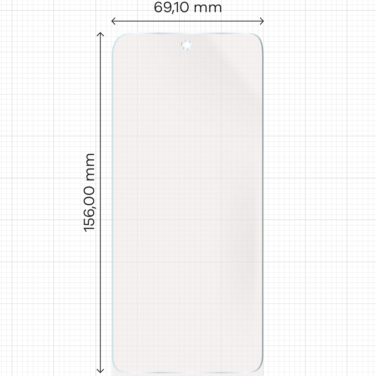 Miarka z wymiarami folii matowej Bizon Glass Hydrogel Sun