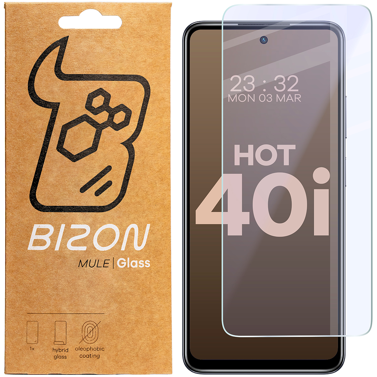 Szkło hybrydowe na ekran Bizon Glass Mule do Infinix Hot 40i