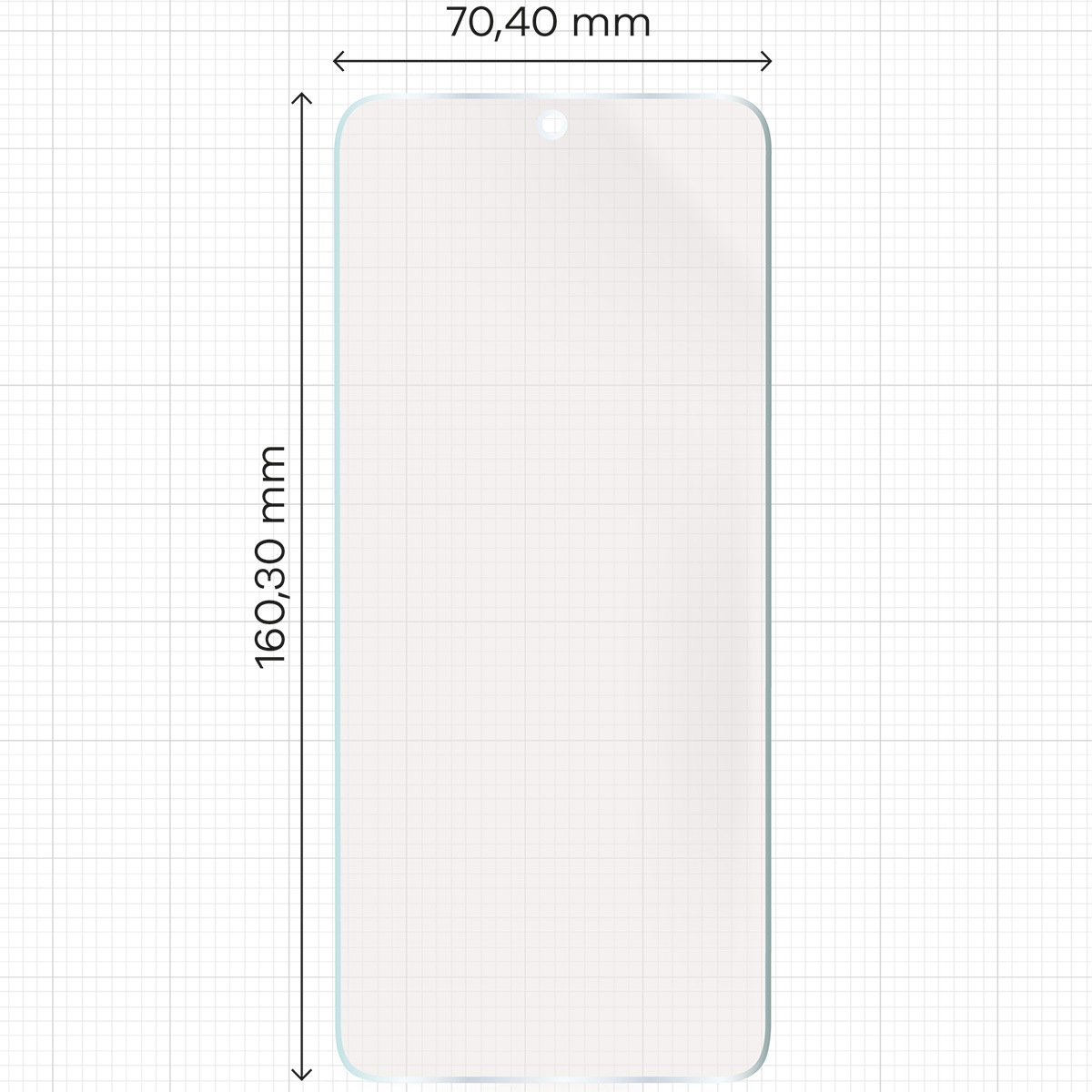 Miarka z wymiarami folii matowej Bizon Glass Film Sun