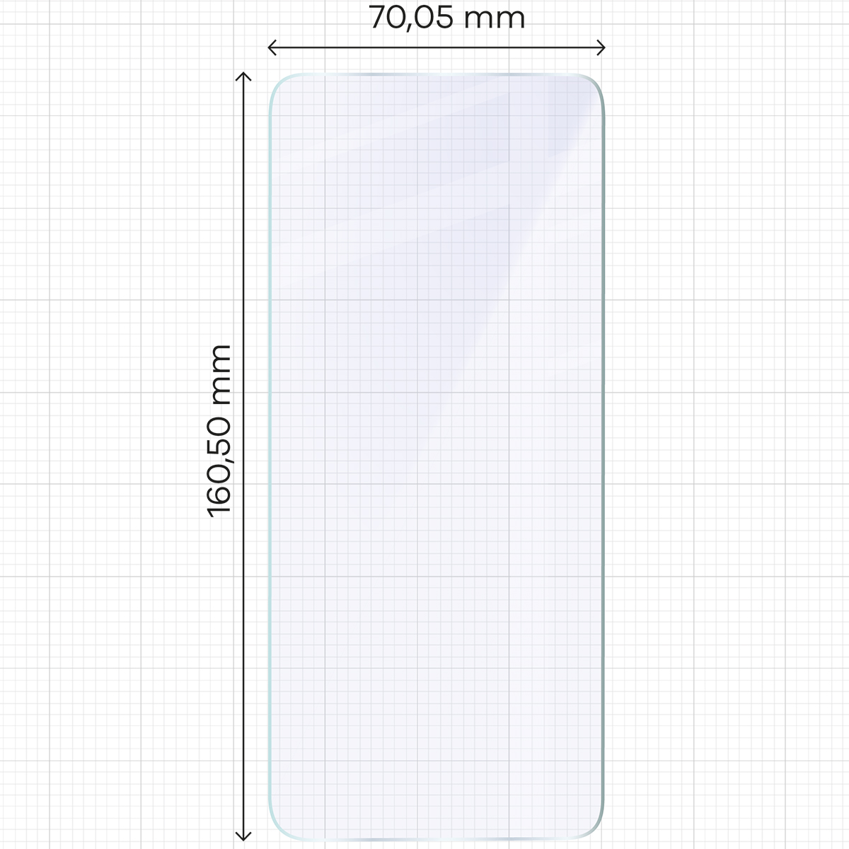 Miarka z wymiarami szkła hybrydowego Bizon Glass Mule