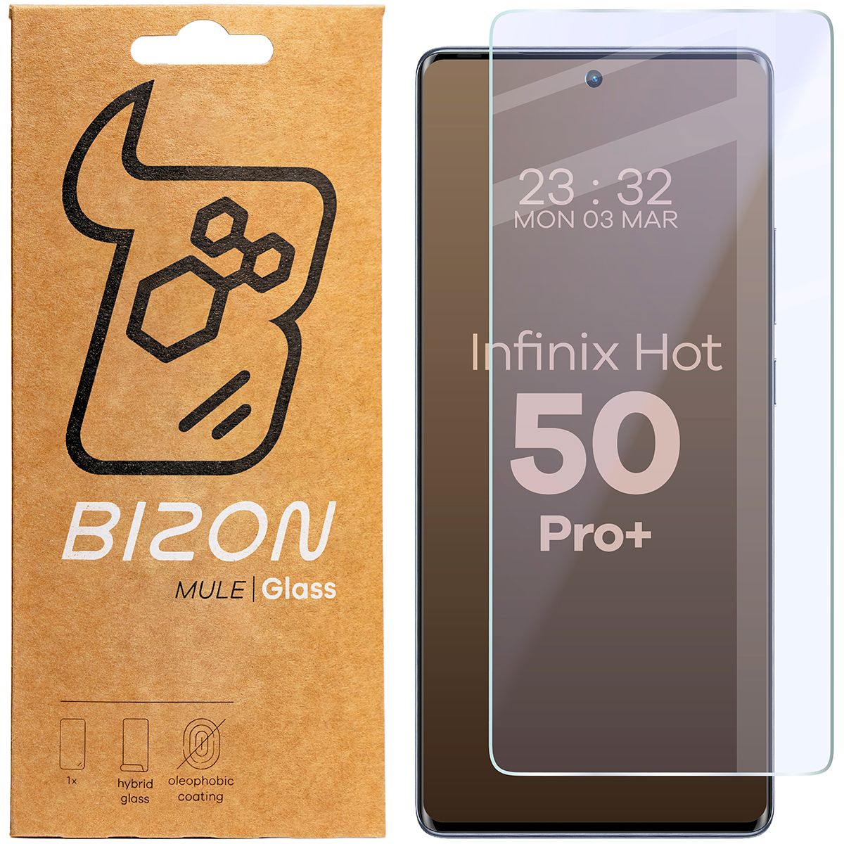 Szkło hybrydowe na ekran Bizon Glass Mule do Infinix Hot 50 Pro+
