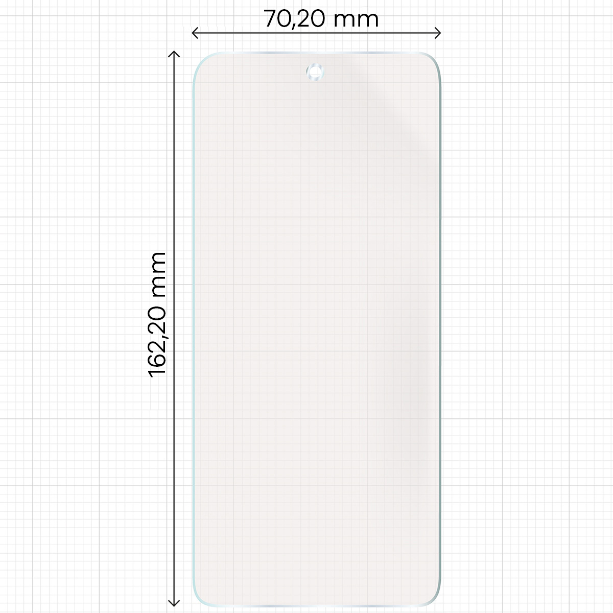 Miarka z wymiarami folii matowej Bizon Glass Hydrogel Sun