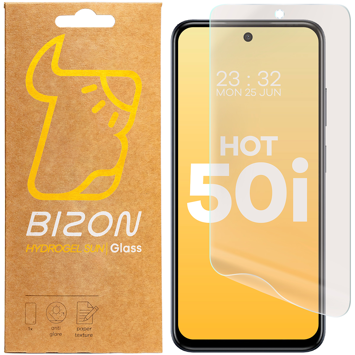 Folia matowa na ekran Bizon Glass Hydrogel Sun do Infinix Hot 50i, 2 sztuki