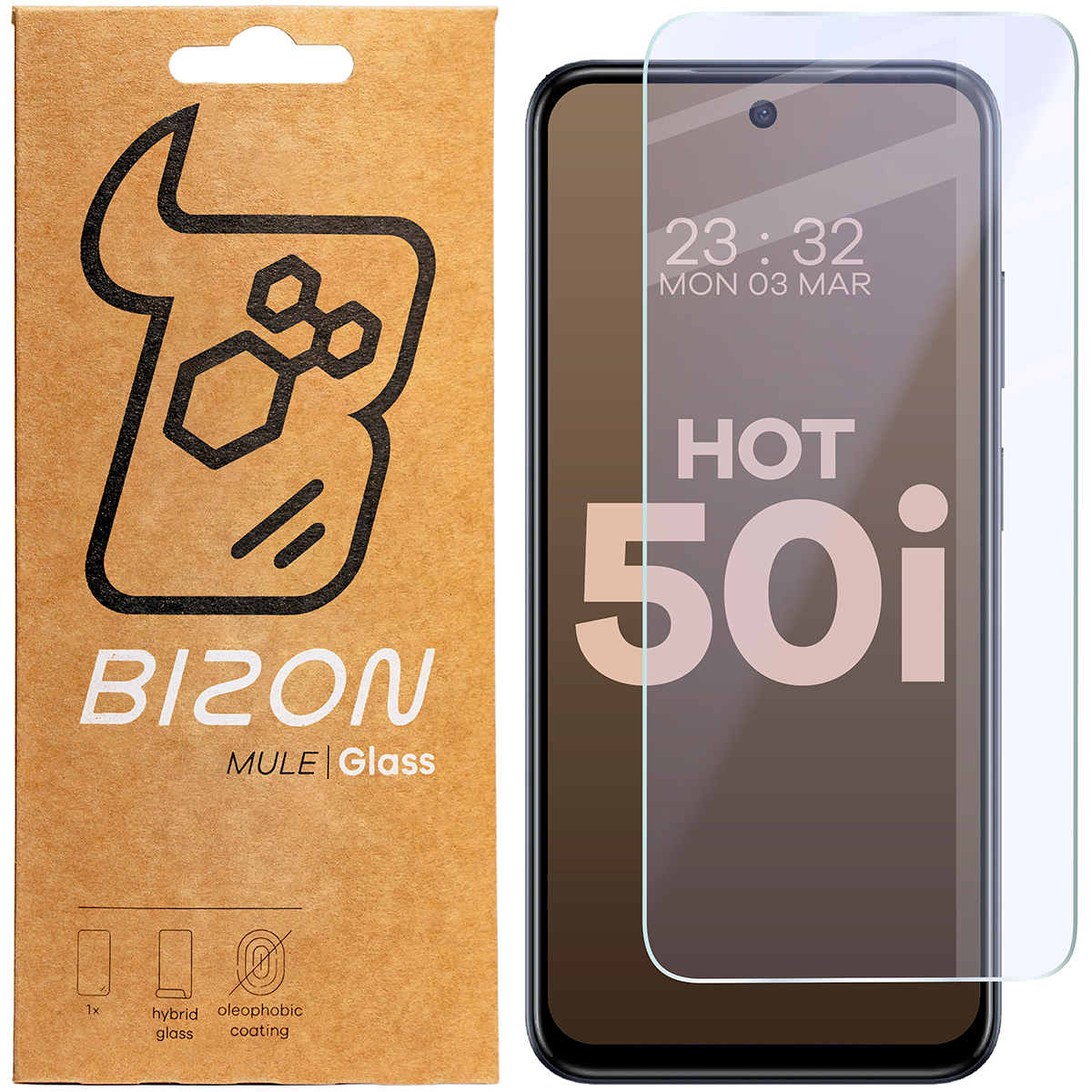 Szkło hybrydowe na ekran Bizon Glass Mule do Infinix Hot 50i